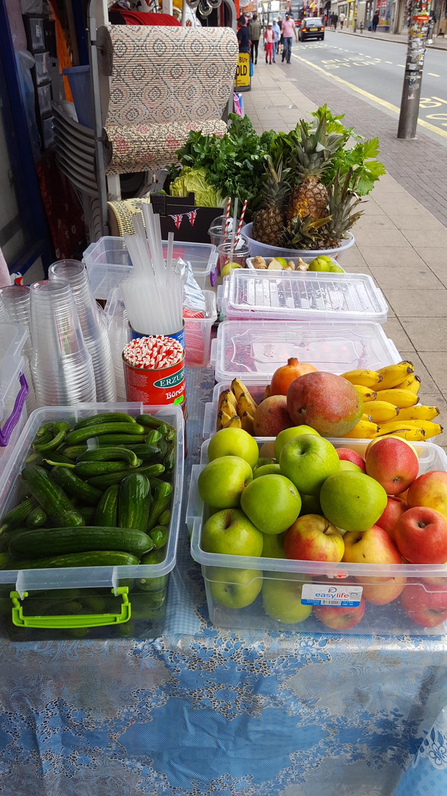 Fresh fruits and produce for juicing