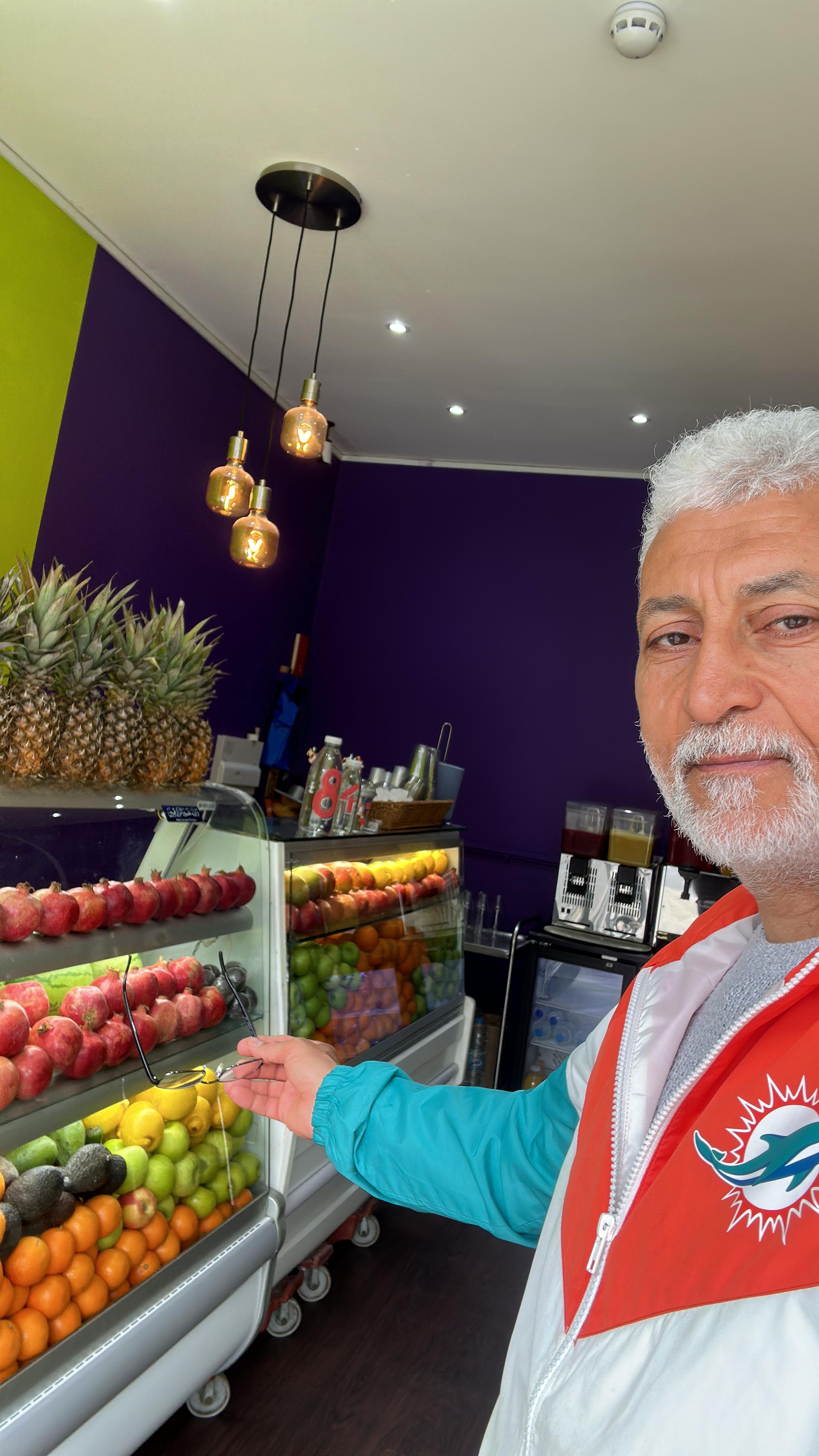 Osman at his juice shop